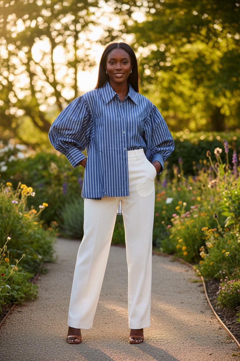 Striped Button Down Blouse