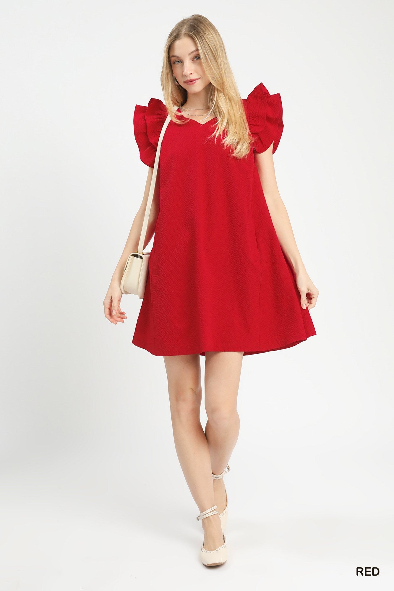 Seersucker Ruffle Shift Dress