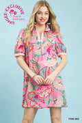 Jacquard Paisley Print High Neck Mini Dress