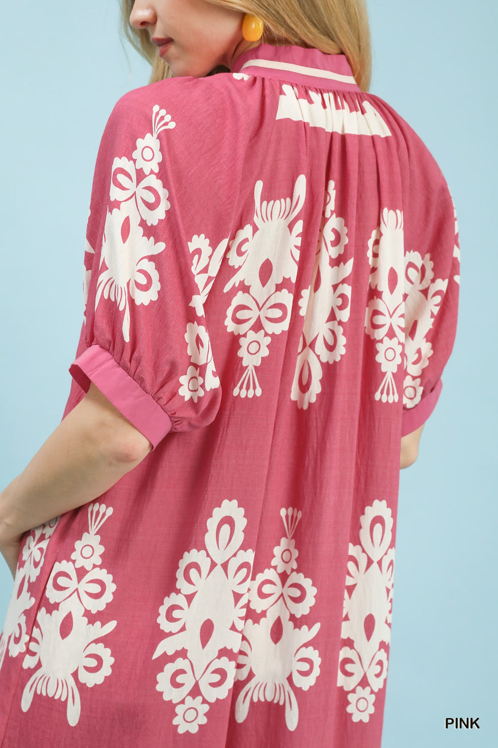 Two Tone Border Print Midi Dress