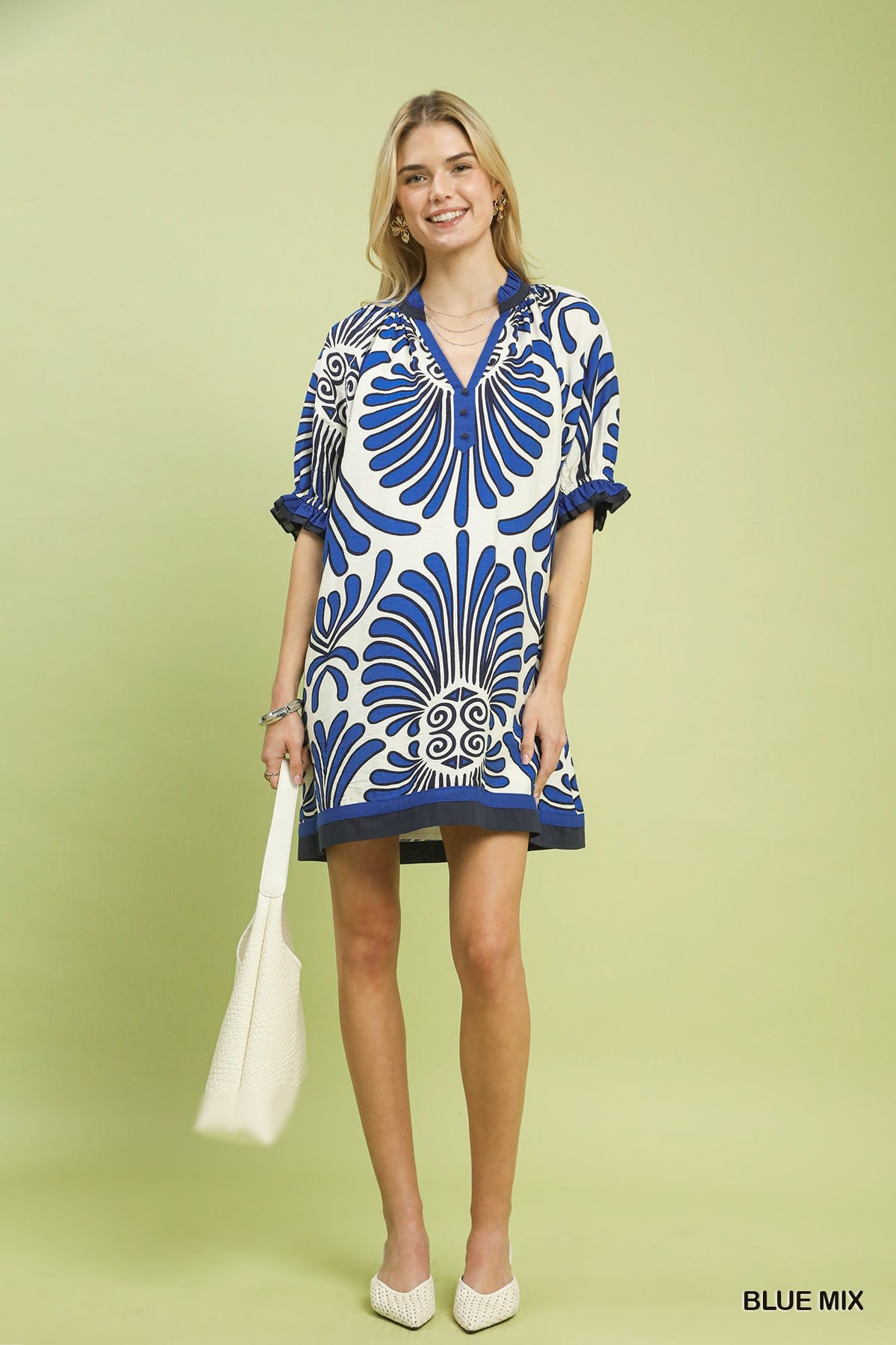 Mix Printed V-Neck Dress