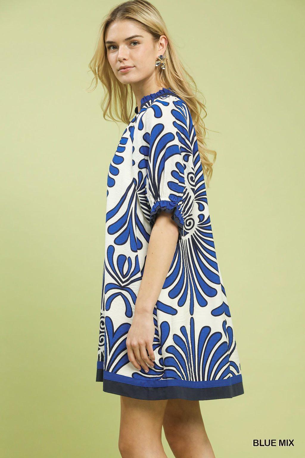 Mix Printed V-Neck Dress