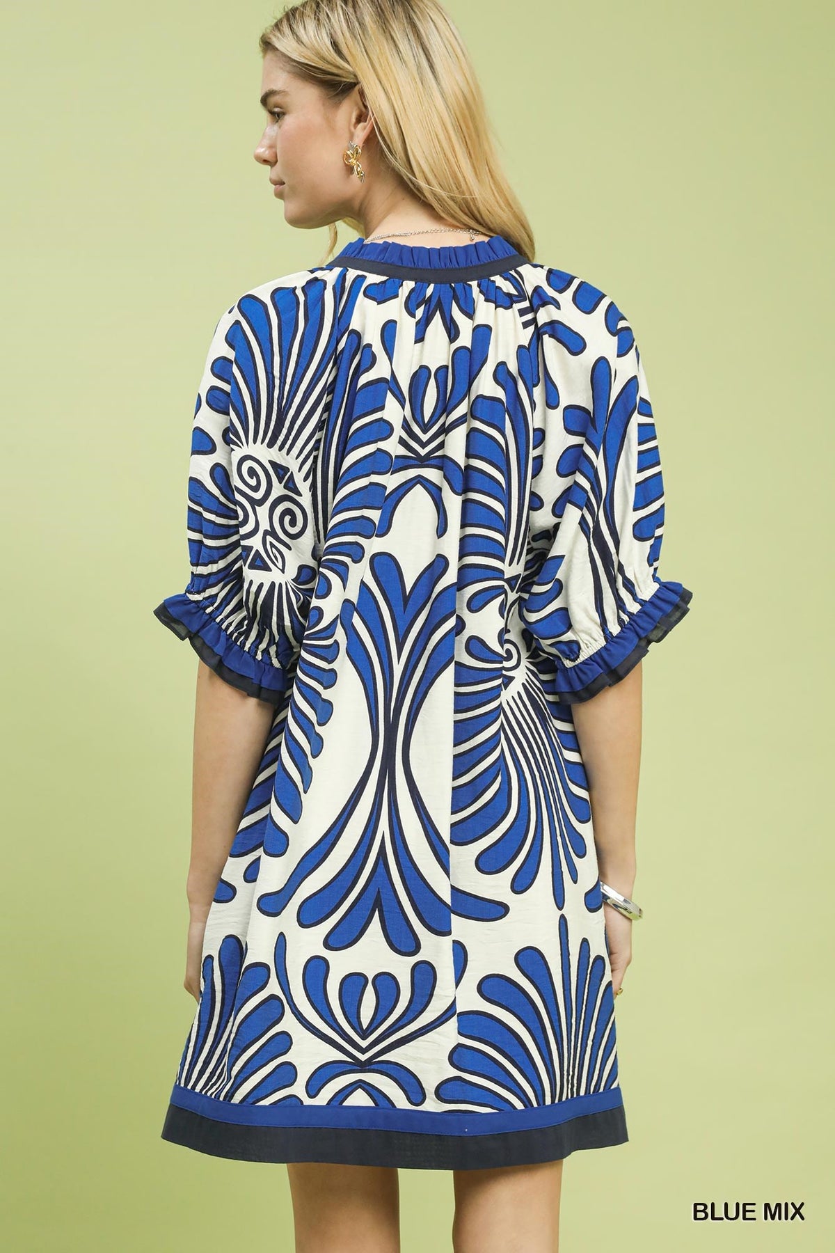 Mix Printed V-Neck Dress