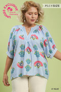 Plus Abstract Print Top