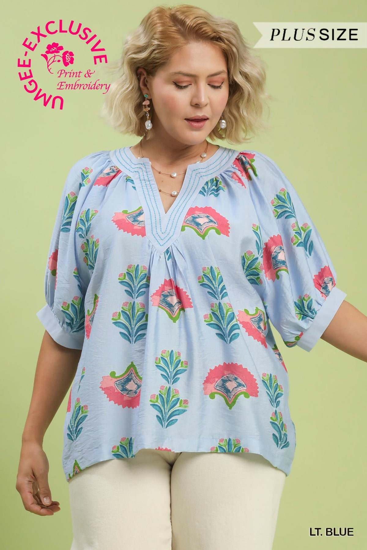 Plus Abstract Print Top