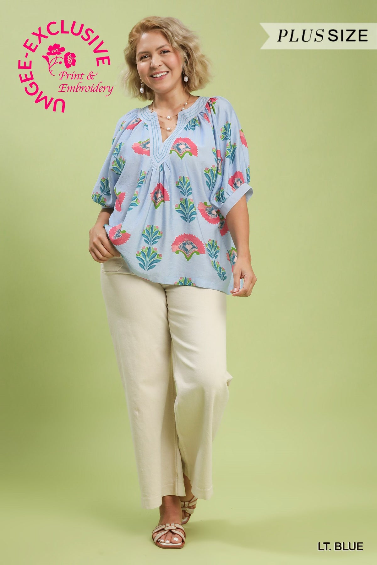 Plus Abstract Print Top