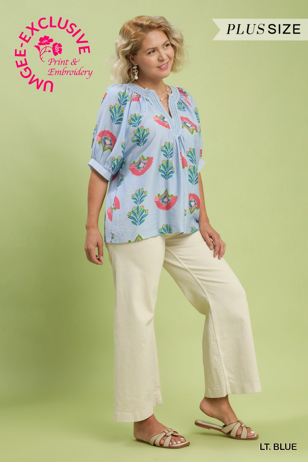 Plus Abstract Print Top