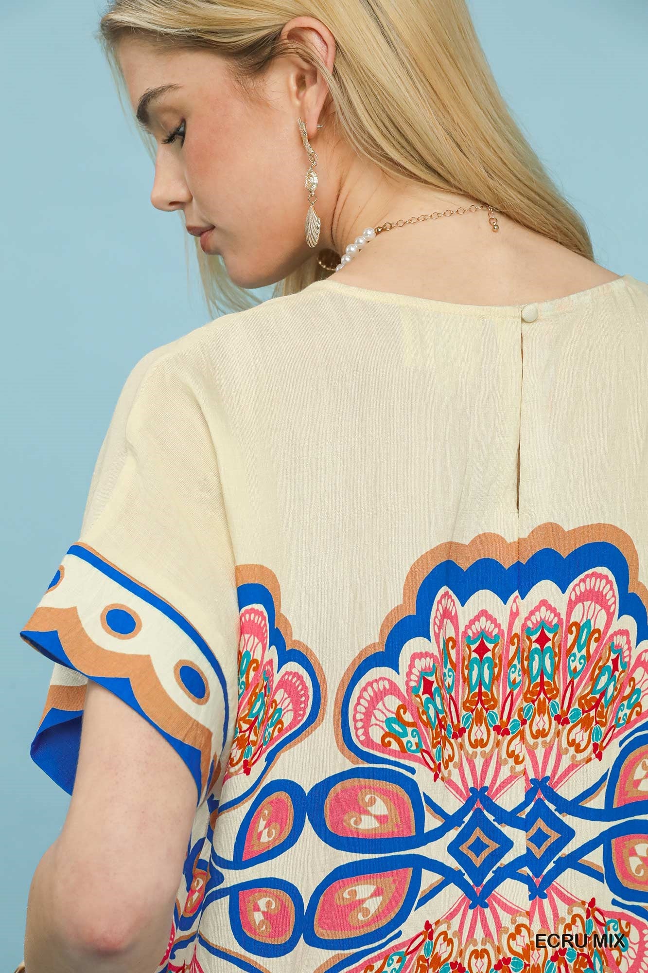 Mix Medallion Print Short Sleeve Top