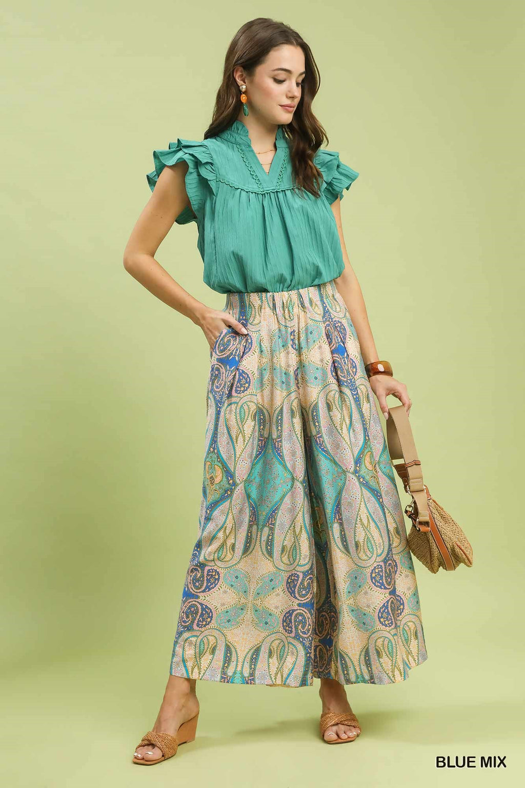 Printed Pull-On Skirt Pants