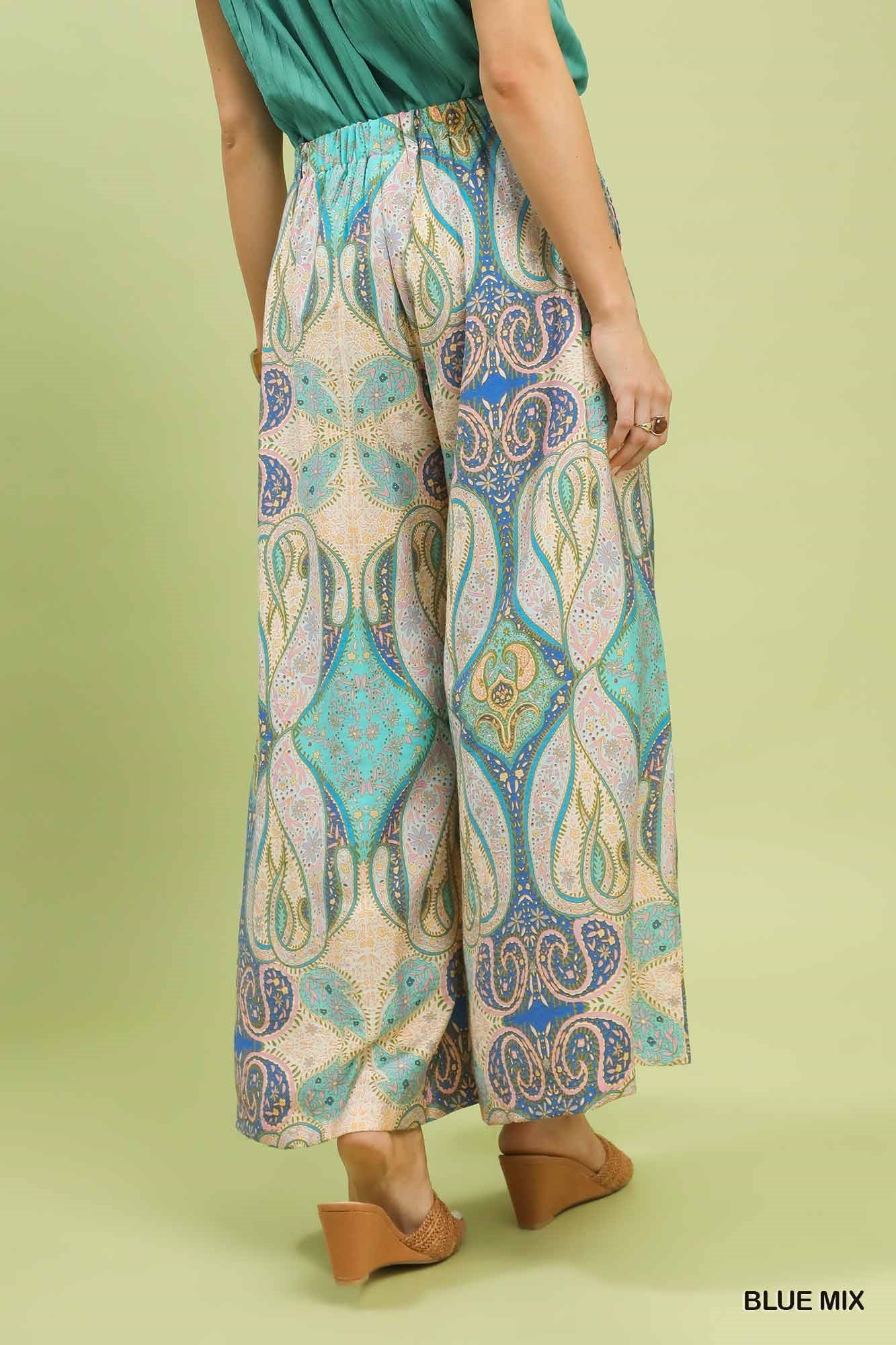 Printed Pull-On Skirt Pants