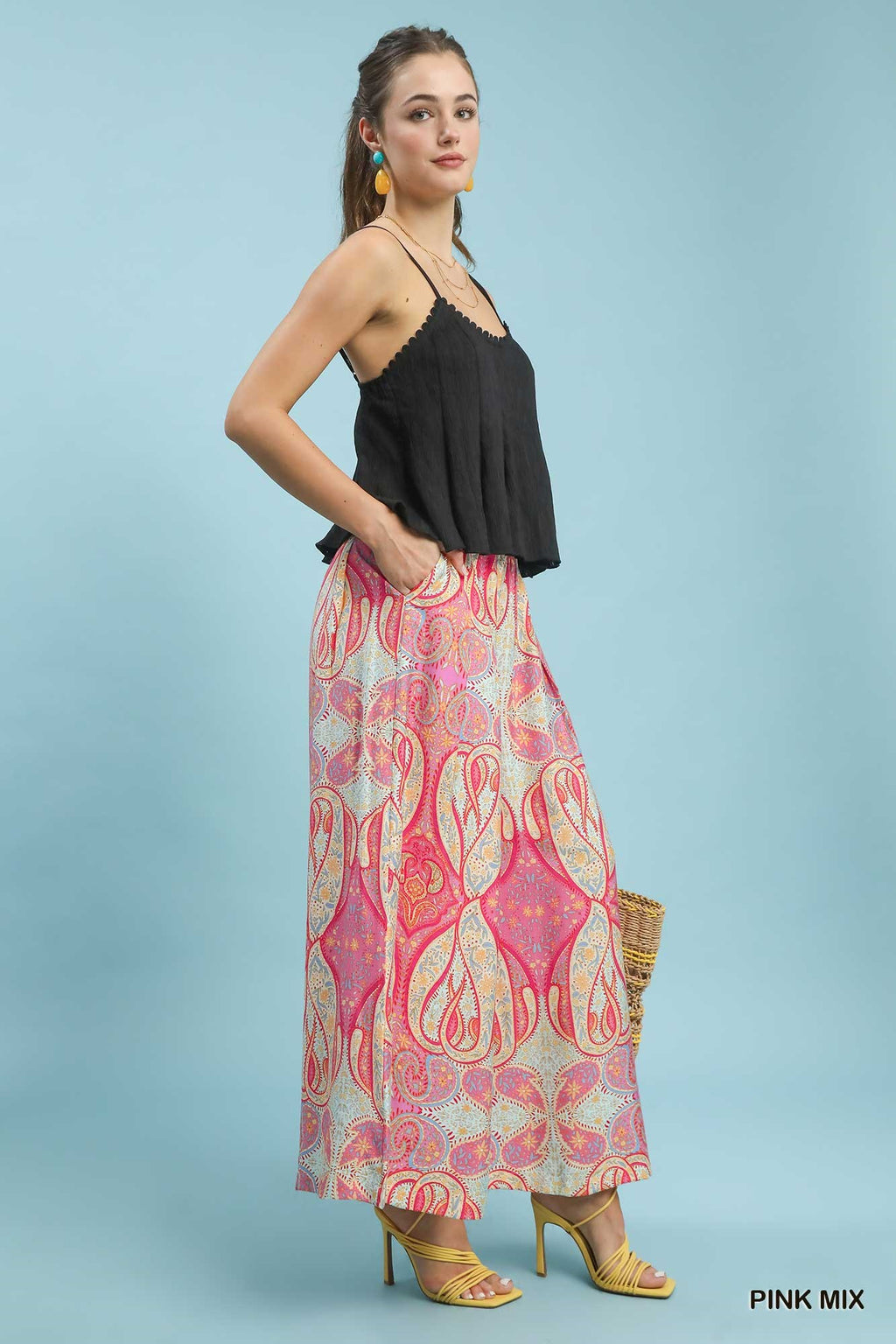 Printed Pull-On Skirt Pants