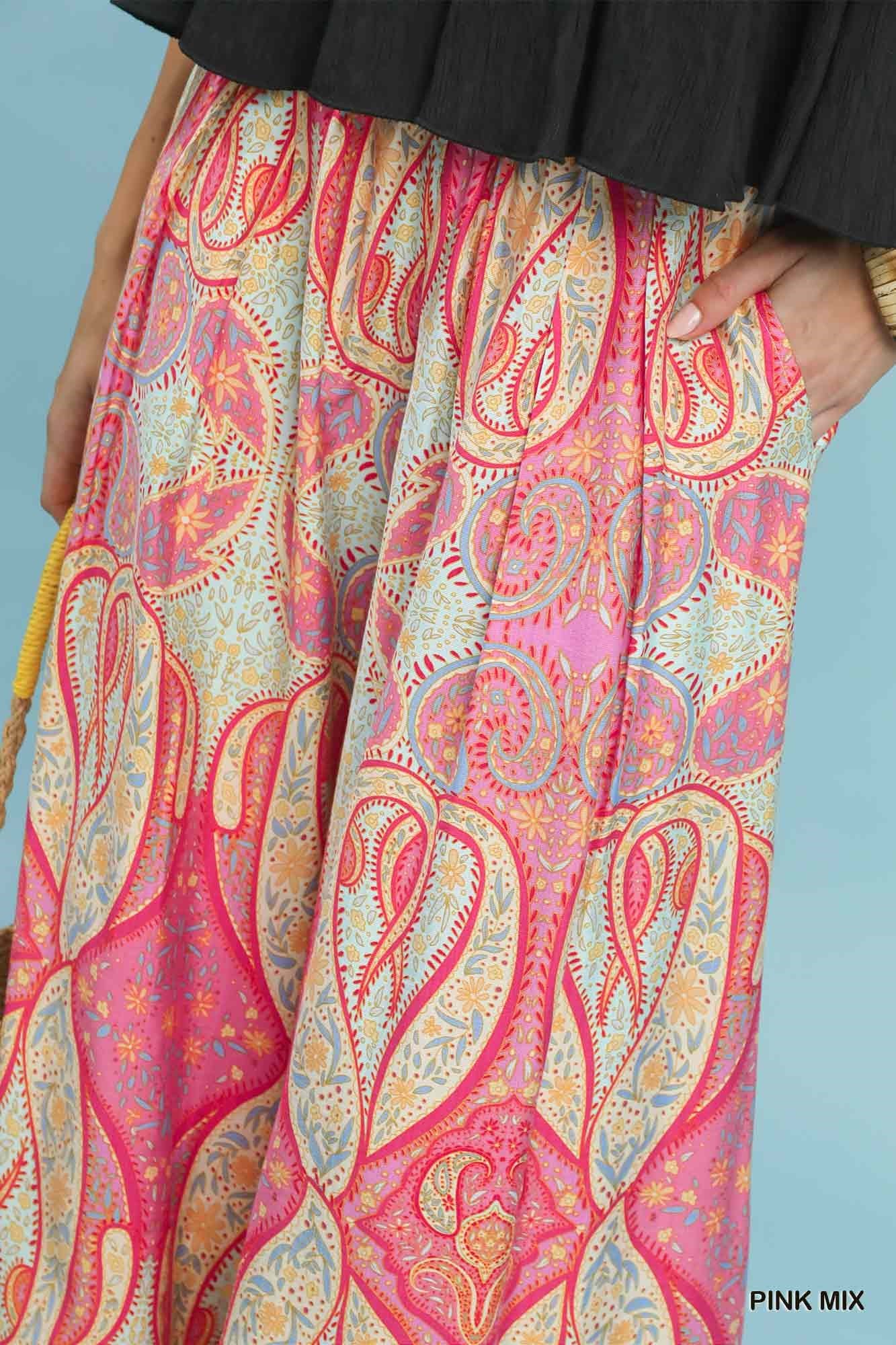 Printed Pull-On Skirt Pants