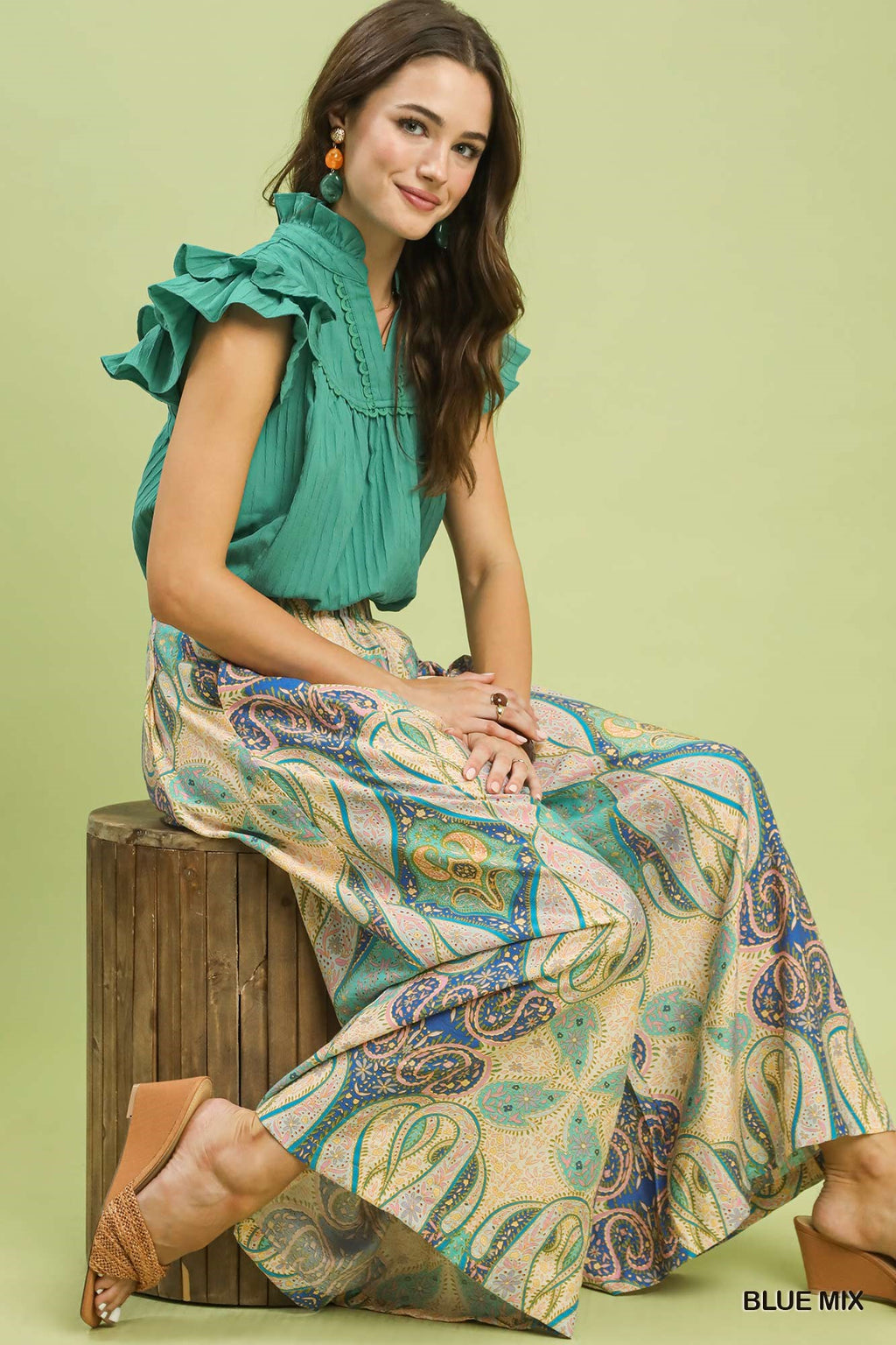 Printed Pull-On Skirt Pants