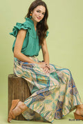 Printed Pull-On Skirt Pants