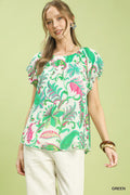 Tropical Paisley Puff Sleeve Blouse