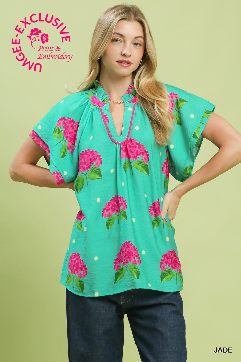 U-Neck Frill Collared Top