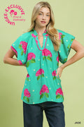 U-Neck Frill Collared Top