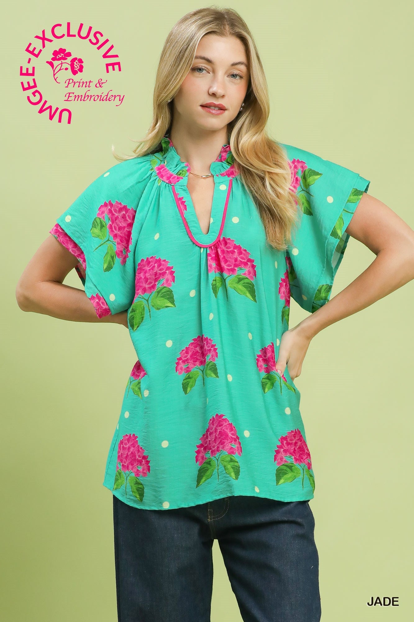 U-Neck Frill Collared Top