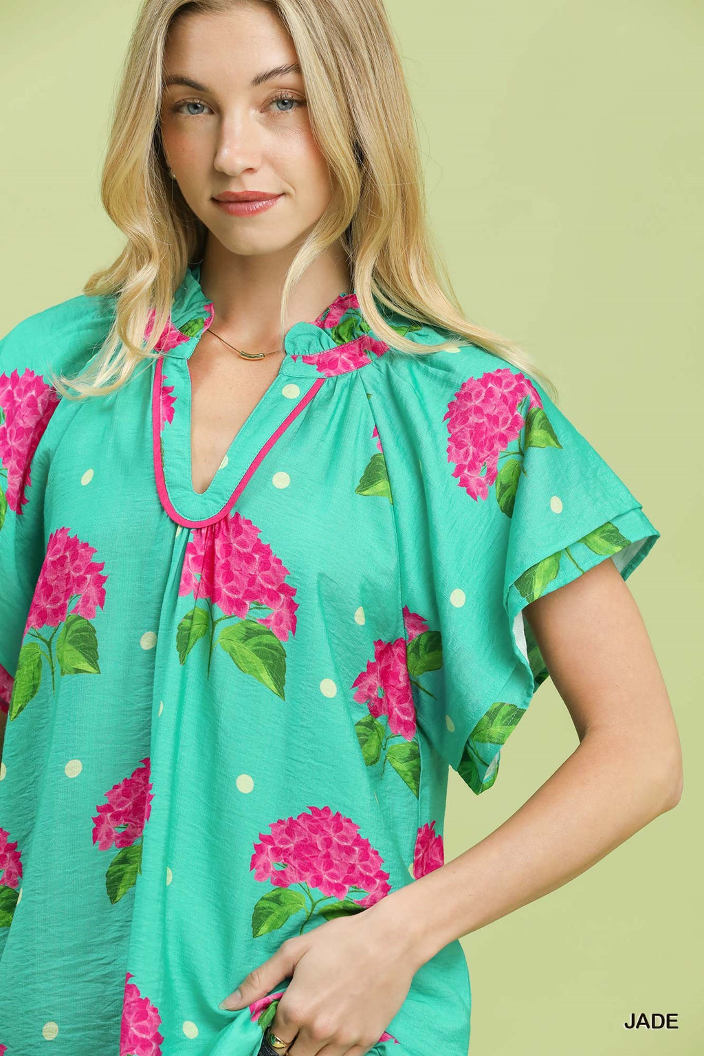 U-Neck Frill Collared Top