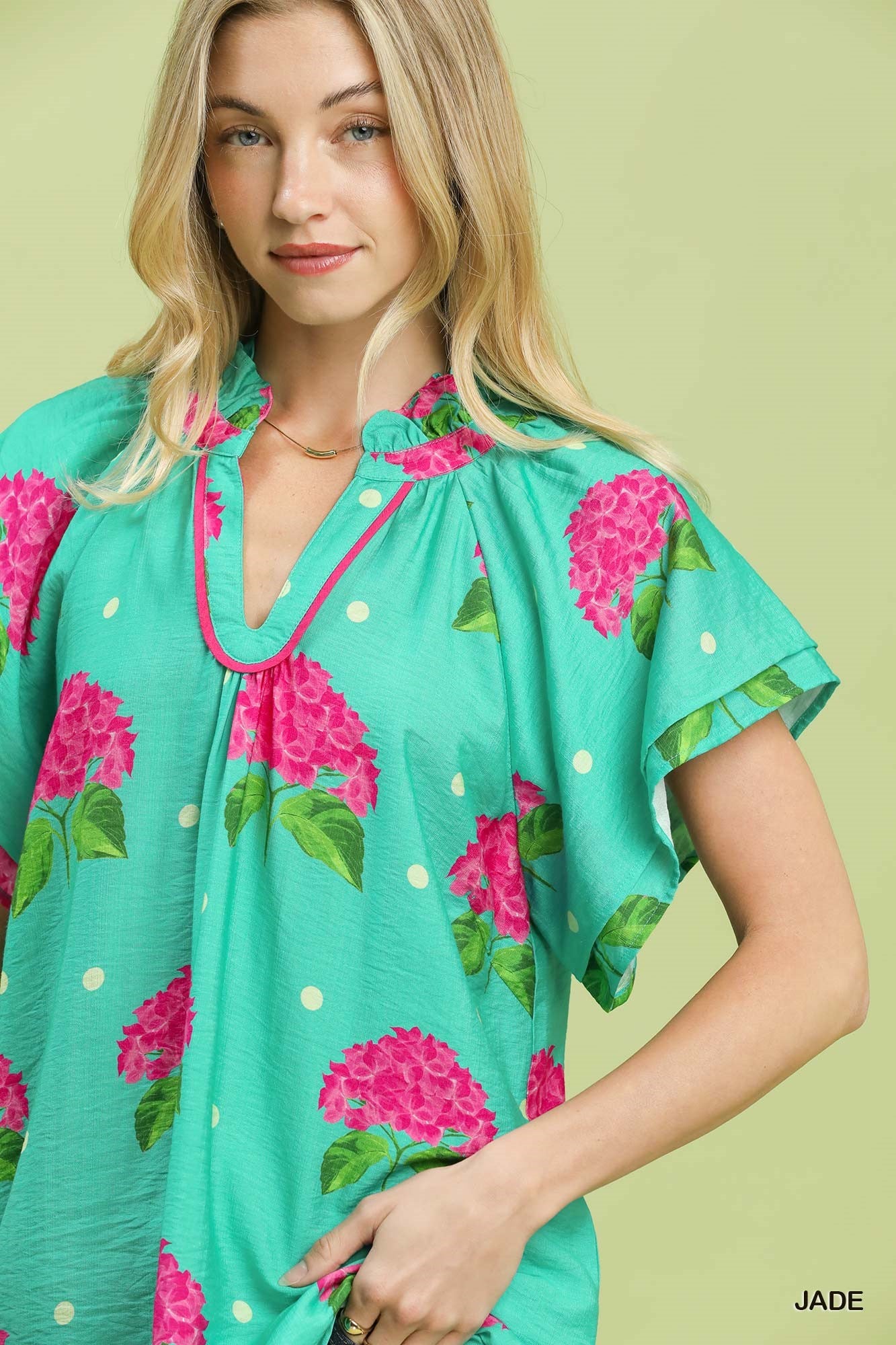 U-Neck Frill Collared Top