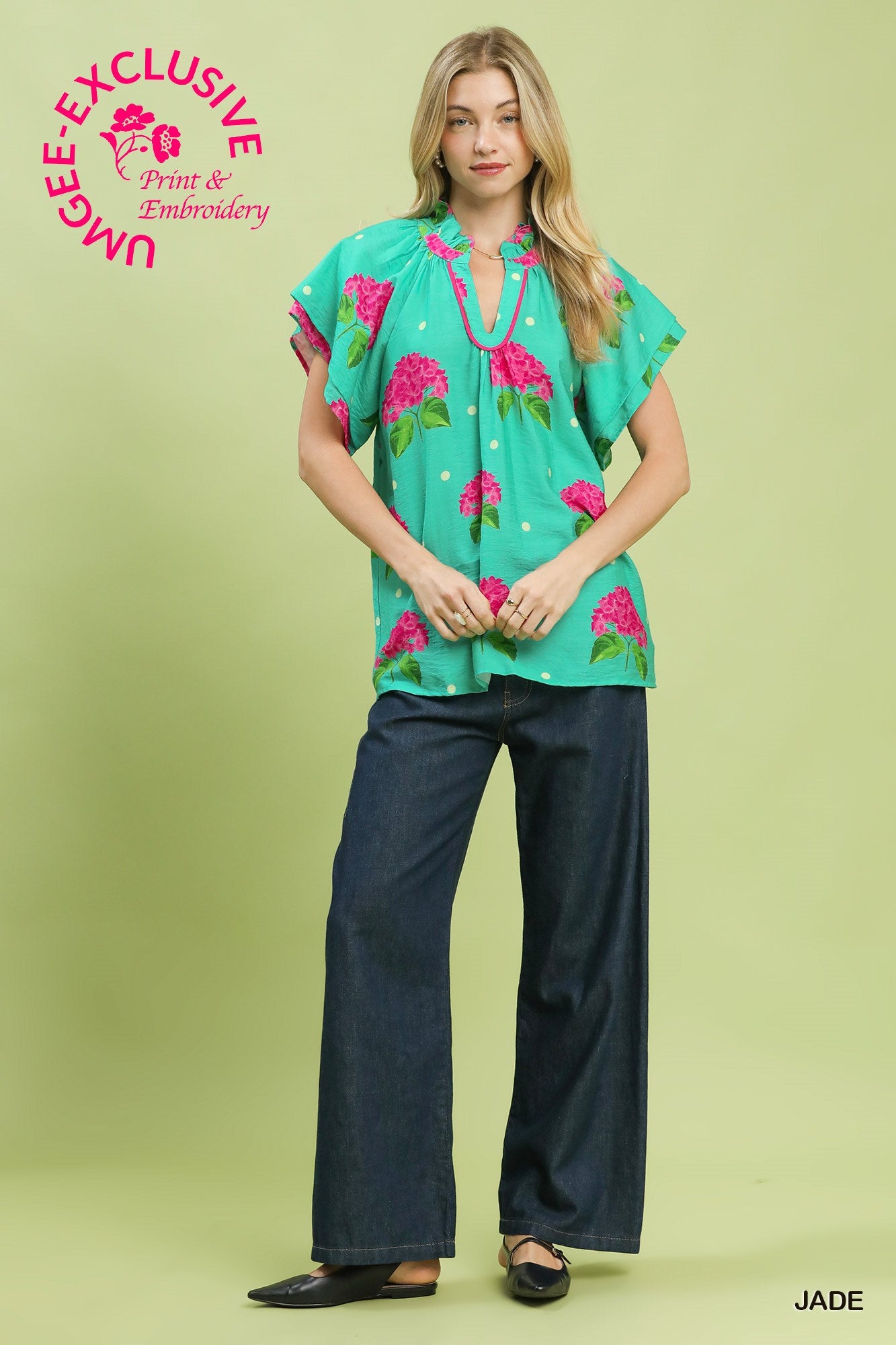 U-Neck Frill Collared Top