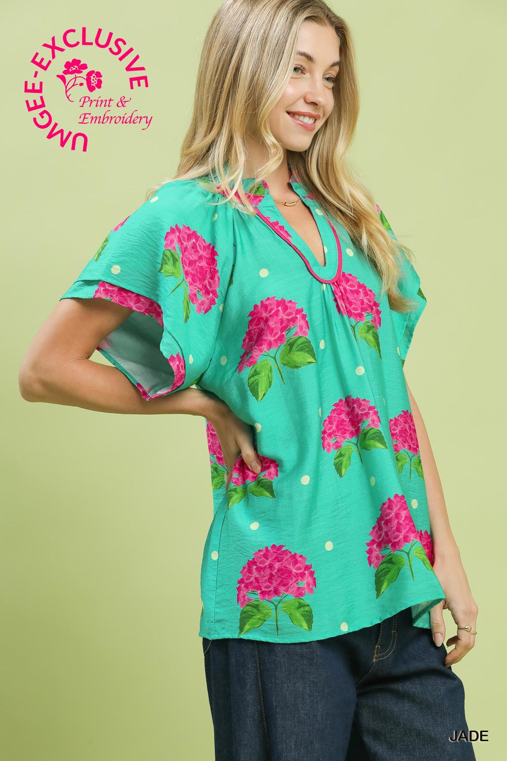 U-Neck Frill Collared Top