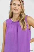 Solid Round Neck Sleeveless Top