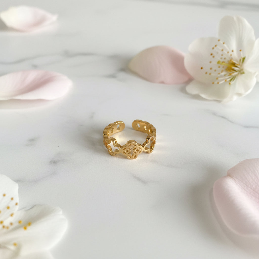 Linked Clover Open Ring