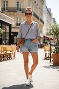 Short Sleeve Oversized Striped Top