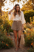Washed Corduroy Shorts With Pockets