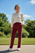 Scuba Knit Long Pants With Elastic Waist Band And Contrast Side Tape