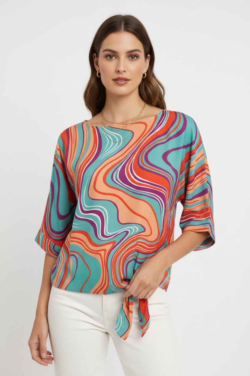 Jade Orange Kimono Top