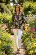 D1158 Paisley Print Long Sleeve Top