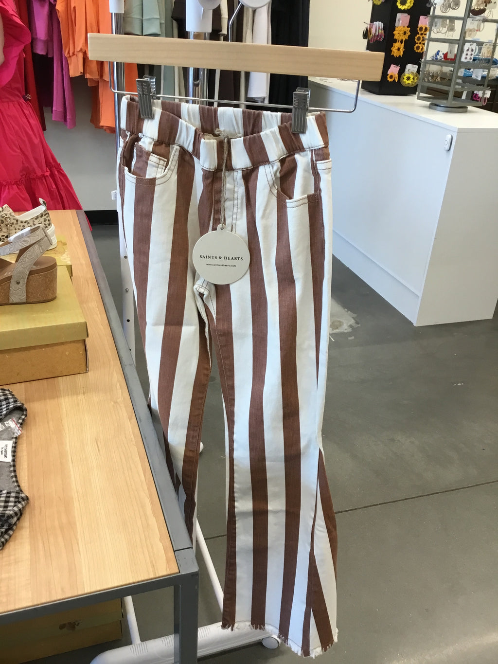Back Suede Star Striped Flare Denim