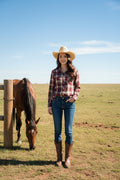 Plus Long Sleeve Woven Plaid Shirt With Front Side Pocket