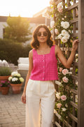 Hot Pink Top with Floral Design