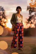 C6424 Dot Print Wide Leg Pull On Skirt Pants