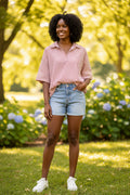 Short Sleeve Oversized Striped Top