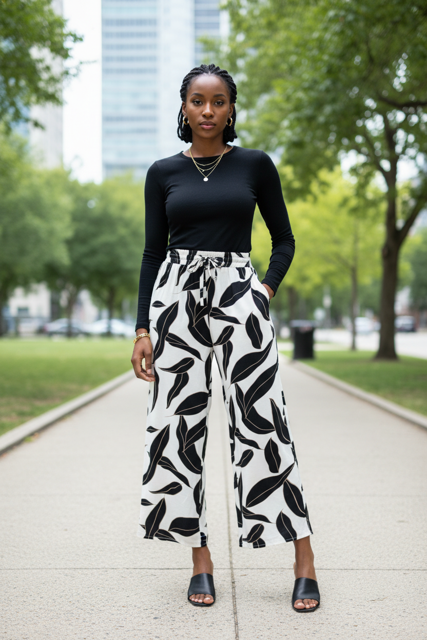 Printed Pants with Pockets