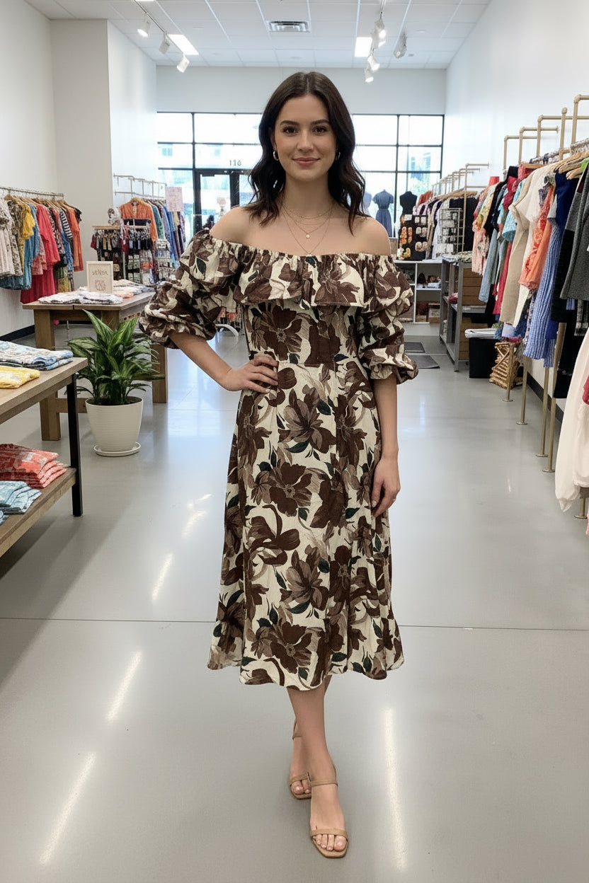 Entro Rich Brown Plus Dress | Elevated Everyday Glam