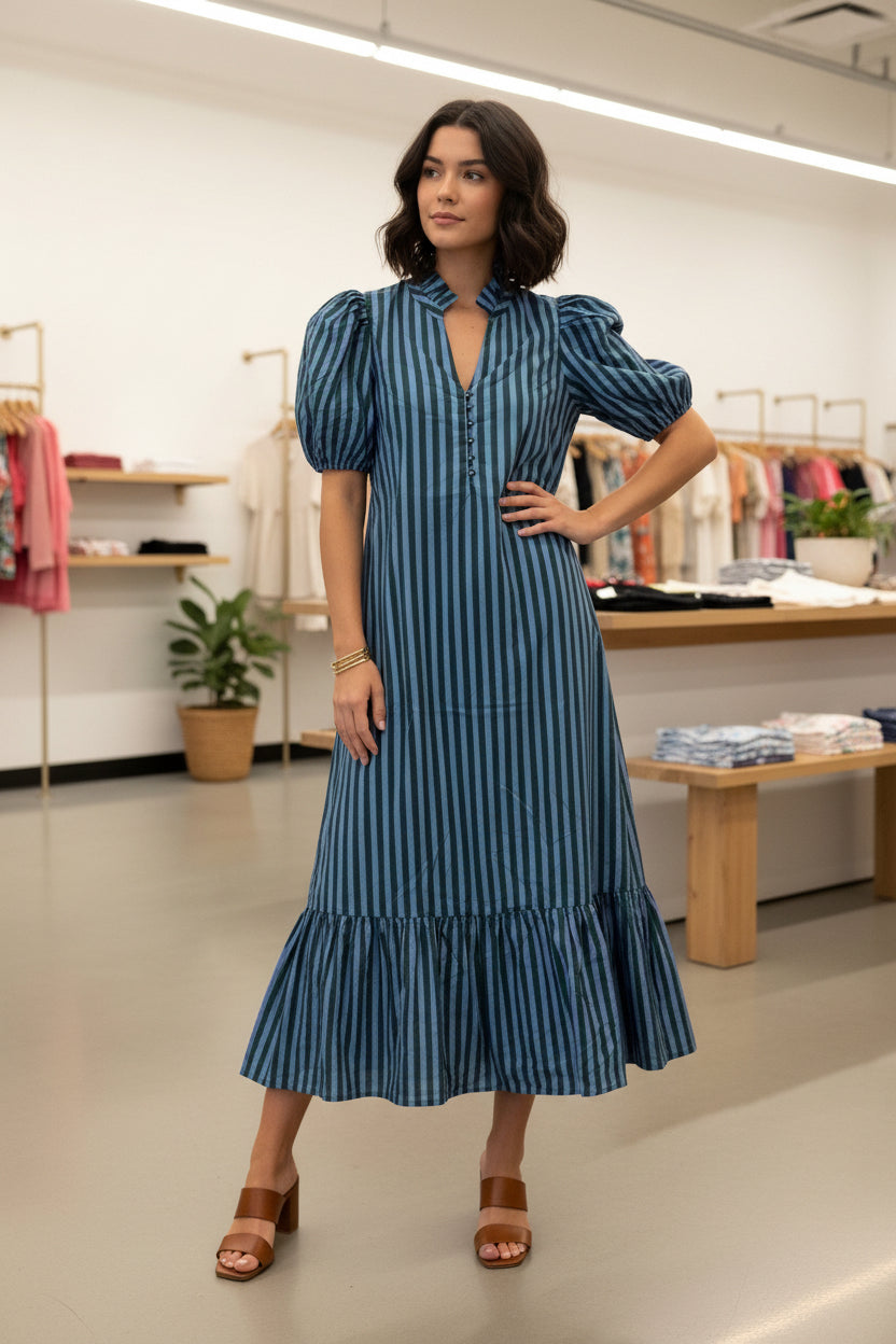 Entro Hunter Green & Blue Dress | Versatile Boutique Style