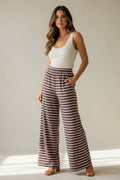 Straight-Leg Elastic-Waist Stripe Pants