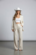 Ivory Cowgirl Hat with Gold Details