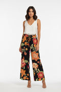 D1089 Floral Print Wide Leg Pants