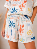 Tropical print loose fit shorts
