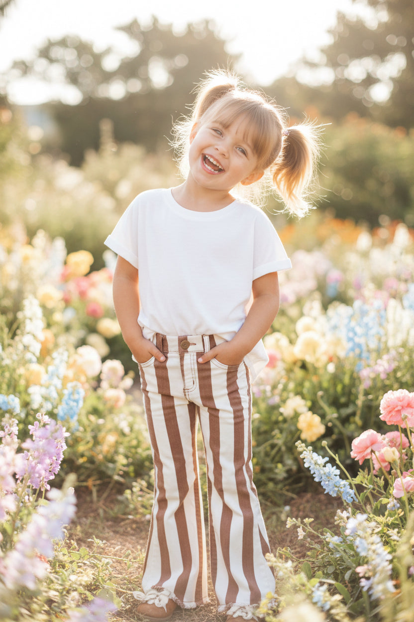 Kids Striped Denim Flare