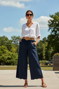 C6407-P Chambray Scalloped Hem Pants