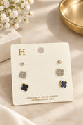 Pave Clover 3Ps Studs Set