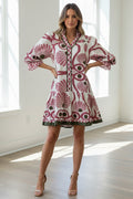 Floral Striped Button-Down Shirt Dress