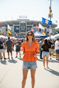 Game Day Puff Sleeve Waist Smocking Front Zipper Top
